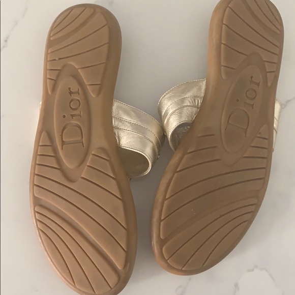 Christian Dior Thong Sandals size 39 Gold Metallic - Picture 2 of 5